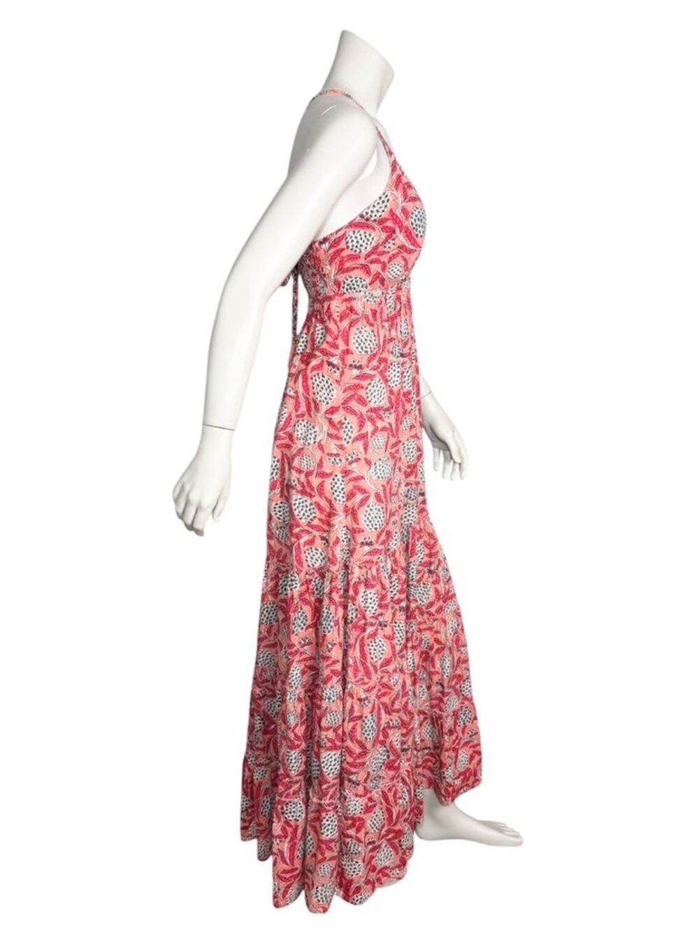 PERRY WALKER COLLECTIVE Annie Block Print Botanical Palm Beach Maxi Sundress - Picture 3 of 9